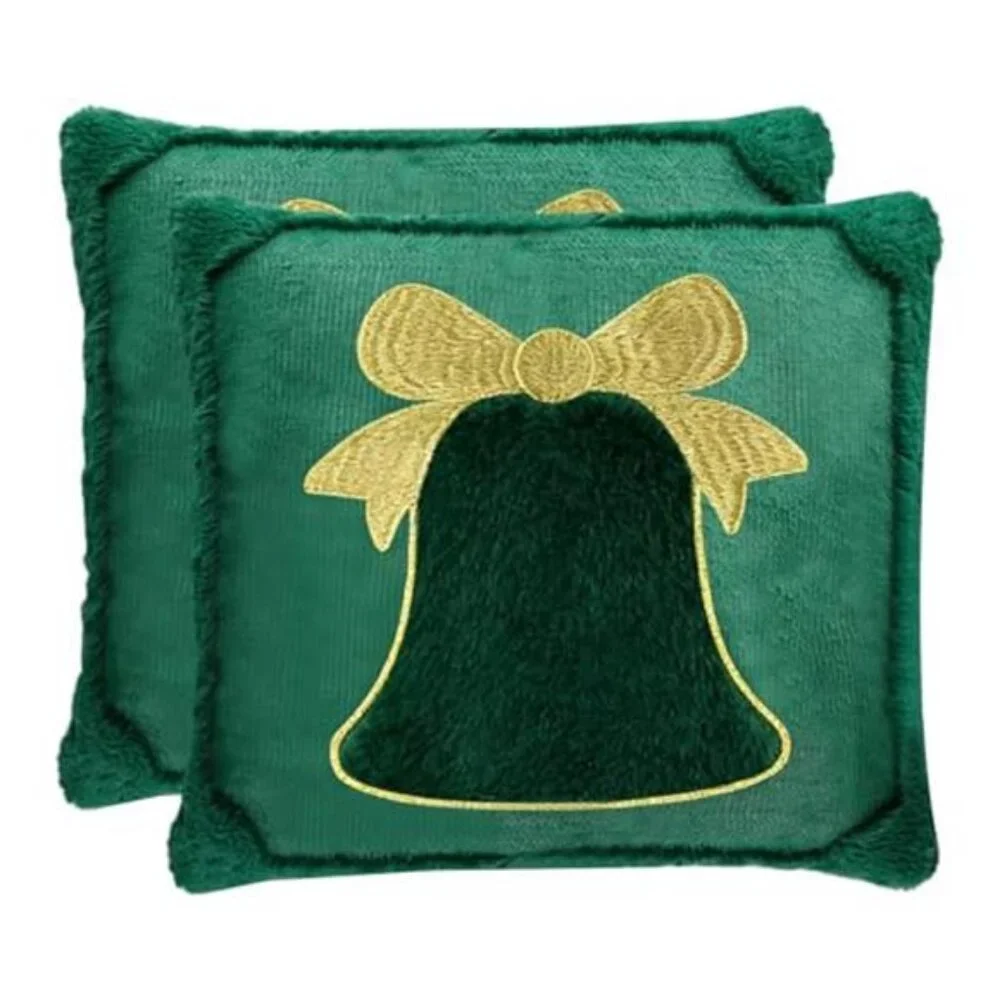 Green Pillow Covers Set of 2, 18x18 Inch Plush Faux Fur Throw Pillow NO INSERT